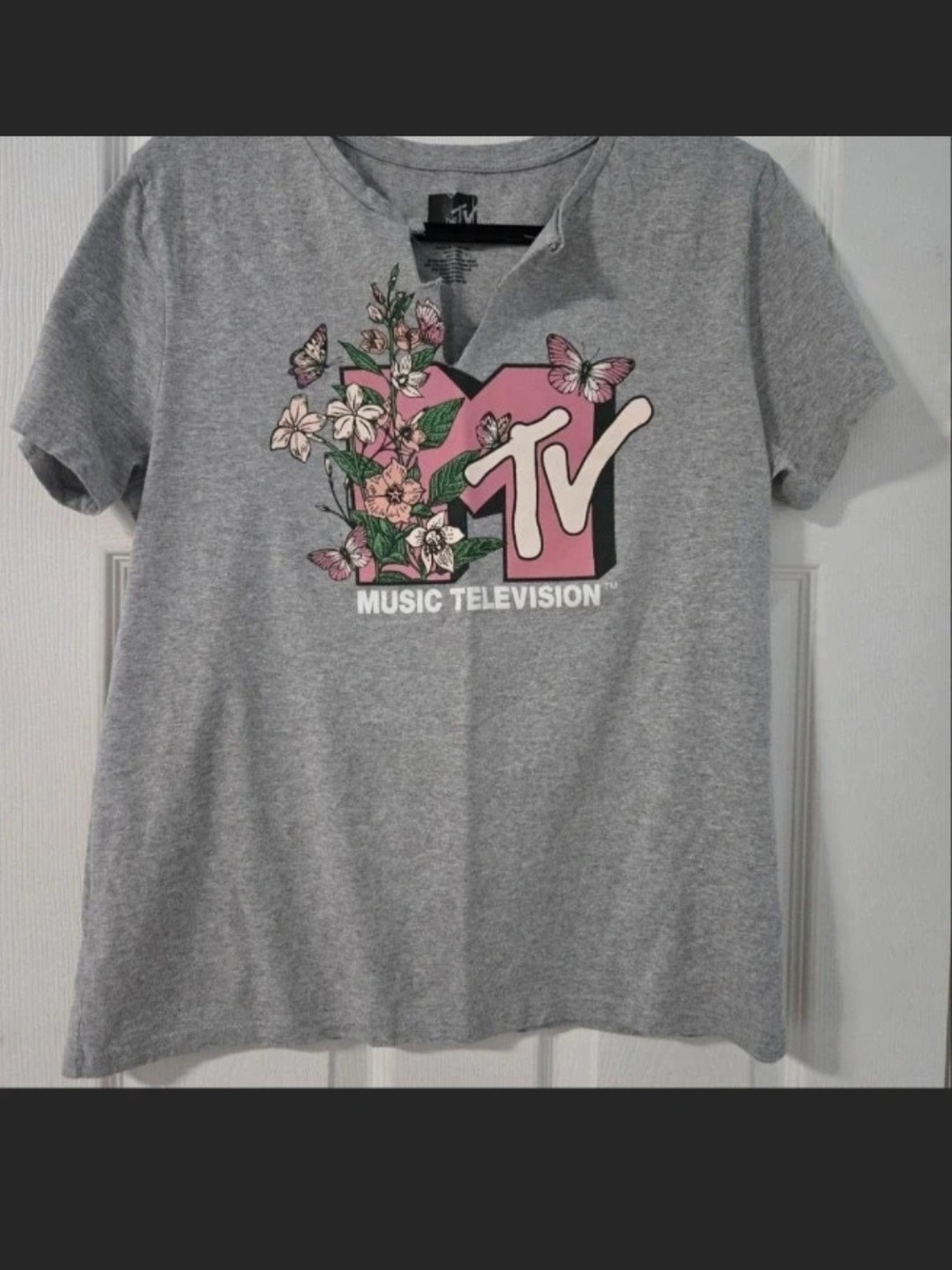 MTV Pink Logo Graphic Tee - Gray
